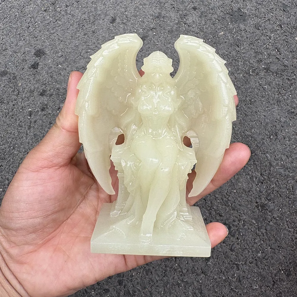 Custom  Natural Afghan Jade Angel Figurine - Gemstone Winged Goddess Statue Tabletop Decor for Healing and Spiritual Protection