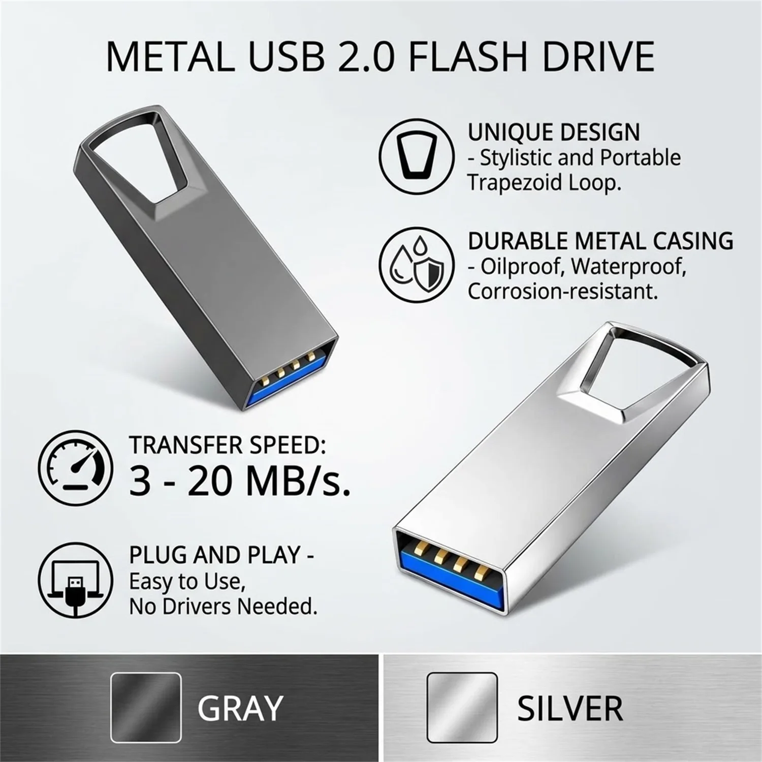 High Speed Metal USB2.0 Flash Drives 4GB Pendrive 8GB 16GB Pen Drive 32GB 64GB Memory USB Sticks