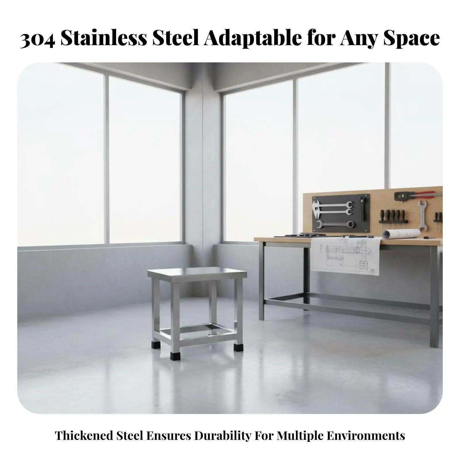 Stainless Steel Bench Professional Grade Stool Strong Stainless Tool Design Chair for Workshop School and Lab