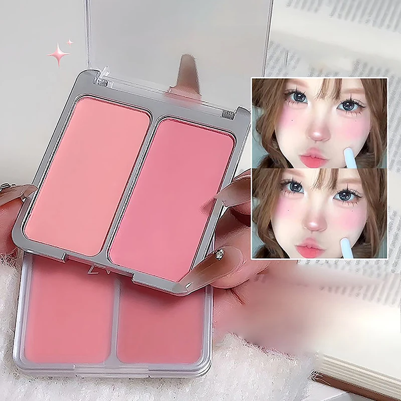 Girl blush nude makeup natural matte milk tea color orange long-lasting rouge natural two-in-one two-color blush