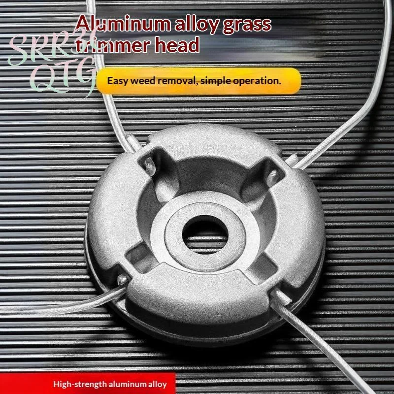 Universal Aluminum Grass Trimmer Head with 4 Lines Brush Cutter Head Thread Nylon Grass Cutting Line Head for Lawn Mower Silver