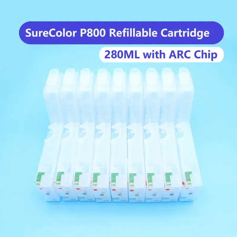 280ml 9 Colors Refill Ink Cartridge with Auto Reset Chip T8501 T8509 For Epson SureColor P800 Printer With Permanent ARC Chip Ic