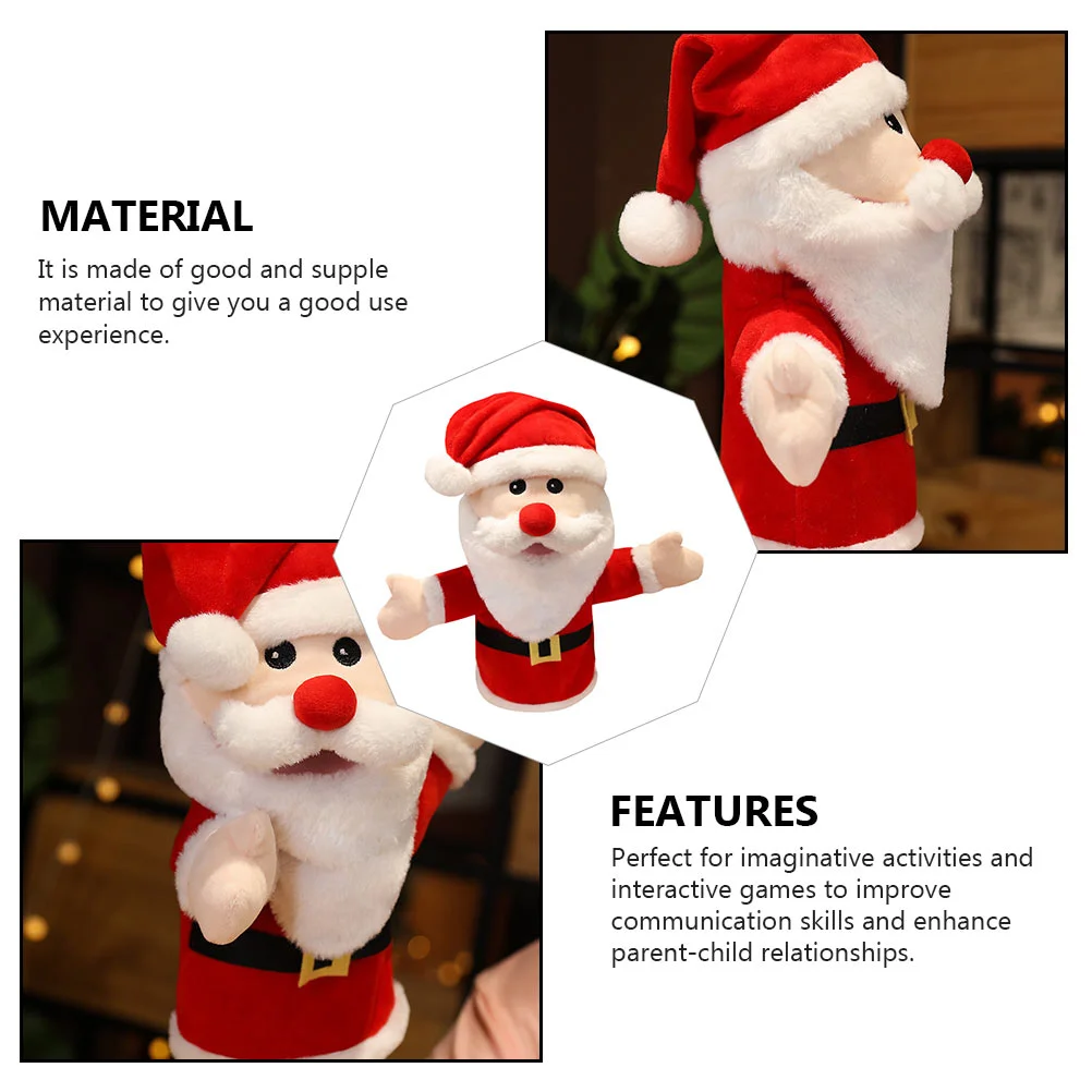 Santa Hand Puppet Stuffed Animal Elmo Christmas Finger Puppets Toys for Kids Toddler