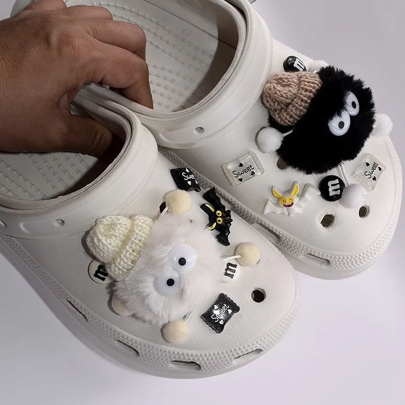 Funny Cartoon Coal Balls Hole Shoe Charms Decorations Candy M Beans Flower Shoes Buckle DIY 3D Hole Shoe Accessories