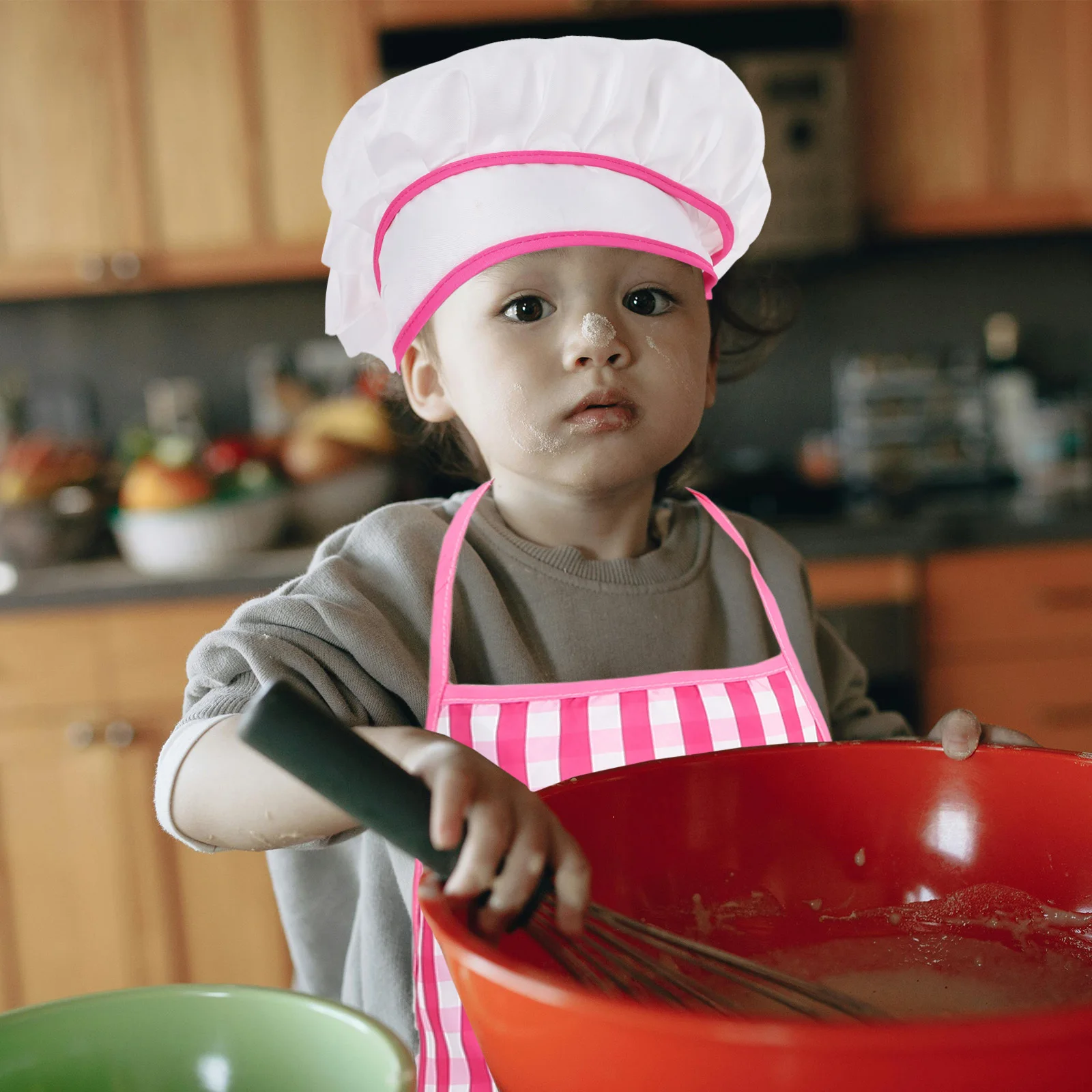 女の子向けキッズベーキングキット1セット カラフルシェフエプロン付き 調理器具 子供用キッチンセット 知育ベーキングパーティーの記念品