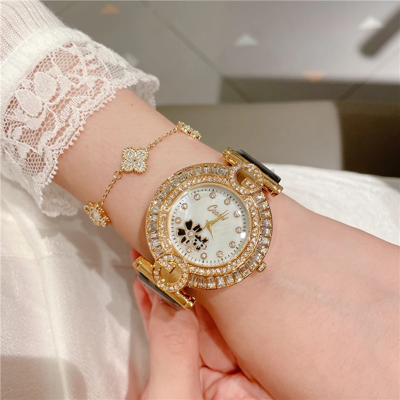 Cacaxi Luxury Fashion Women Quartz Watch Set Plastic Strap Ladies Wristwatch Alloy Bracelet Female Clock Reloj Mujer A186