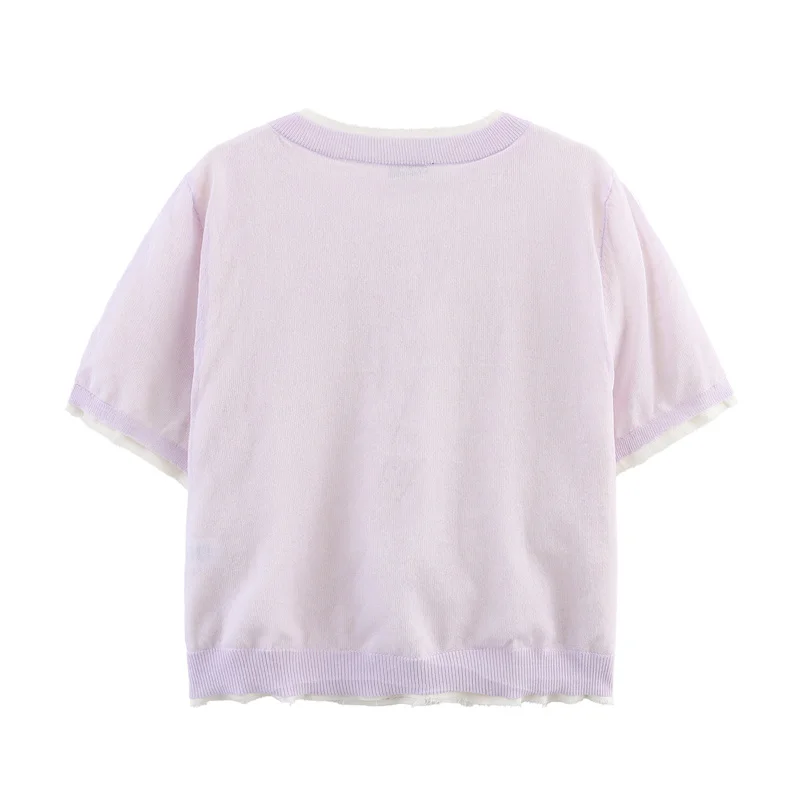

2025 Women's Summer cardigan new style blended knitted short-sleeve coat casual and simple personality and fashion