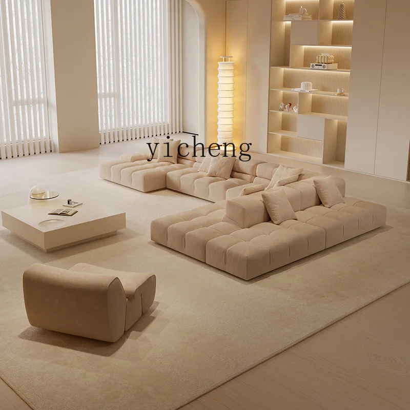 H3-19double-sided color matching island sofa custom wabi sabi medieval living room matte cloth straight row
