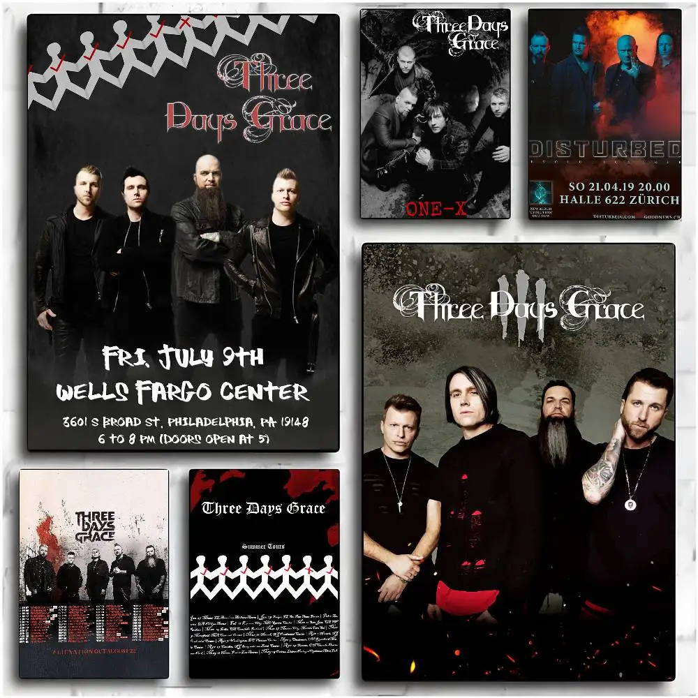 ملصق روك باند T-Three Days Grace عالي الدقة جدار لاصق مقاوم للماء لغرفة المعيشة المنزلية وغرفة النوم والديكور الجمالي