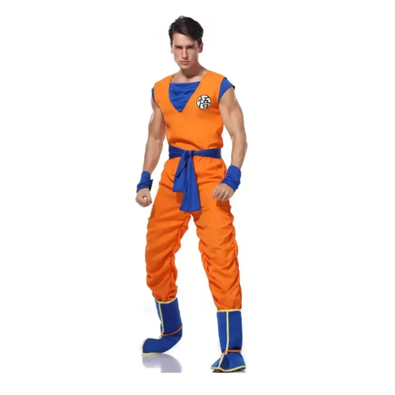 Japanese Anime Adult Orange Suits Son Goku Cosplay Costume Anime Superheroes Jumpsuit Role Play Dress Up