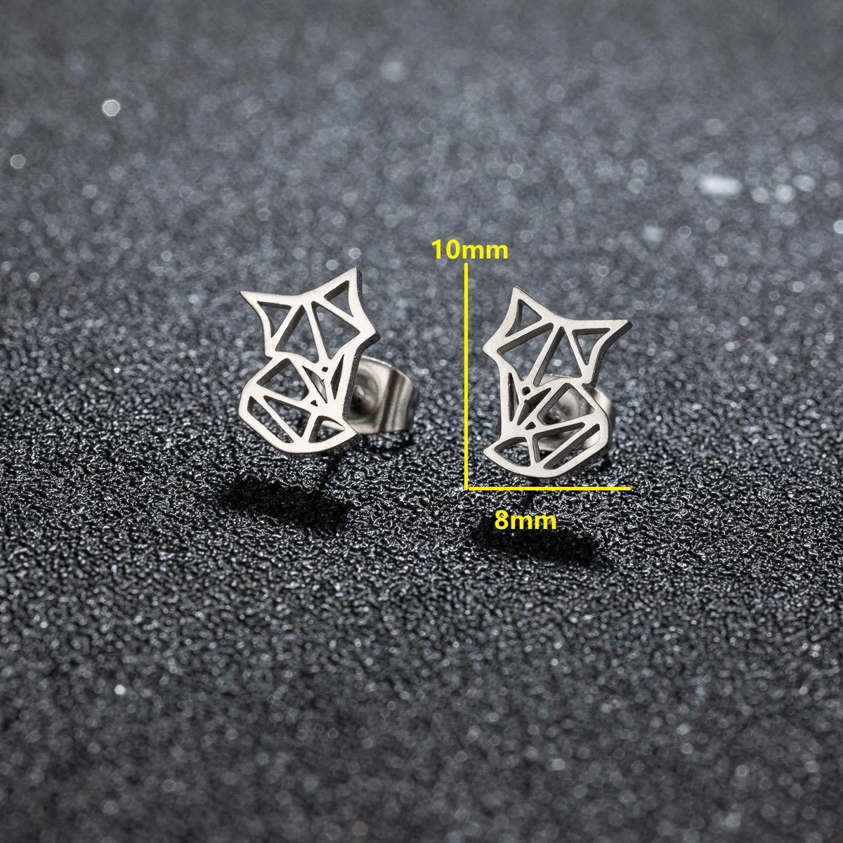 1Pair New Arrival Stainless Steel Cute Fox Ear Studs Ceative Fashion Origami Animal Earrings for Women Jewelry Girlfriend Gift