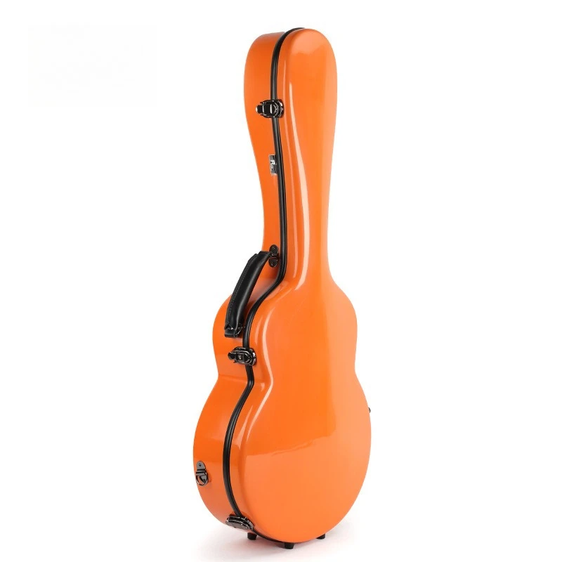 Guitar Case Fiberglass Shockproof Drop-Resistant, Orange Glossy, 39/41 Inch, Musical Instrument Bag