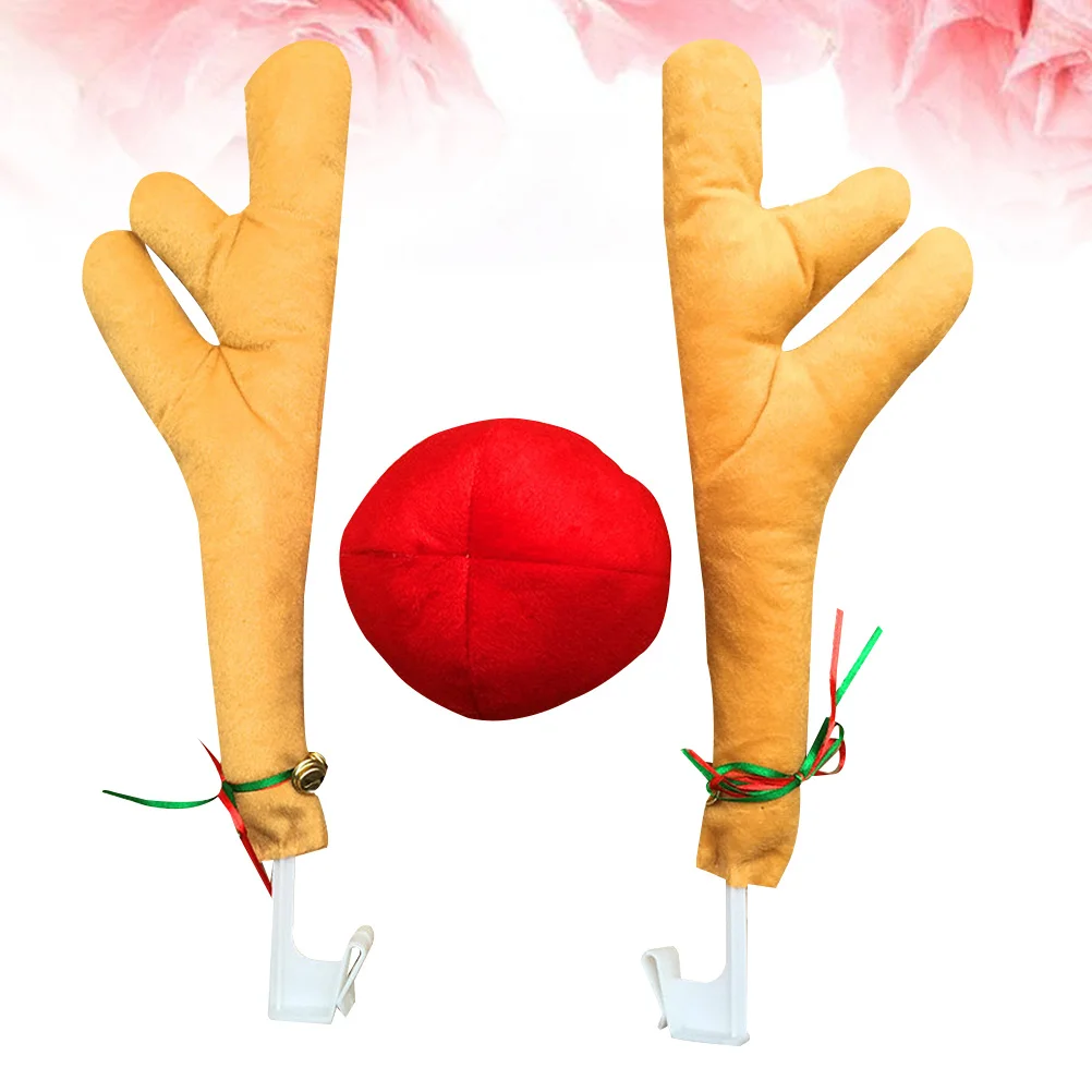 1 مجموعة قرون السيارة ديكور لعيد الميلاد الرنة الأيائل قرون نافذة كليب على شاحنة عيد الميلاد Suv فان حلية لا أدوات اللازمة الرنة