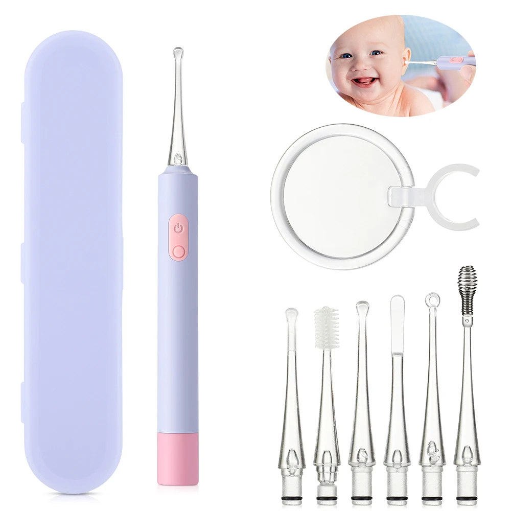 Luminous Ear Wax Removal Tool Baby Ear Spoon Set Ear Cleaner Earwax Cleaning Tweezers LED Light Earpick Children Adults Ear Care