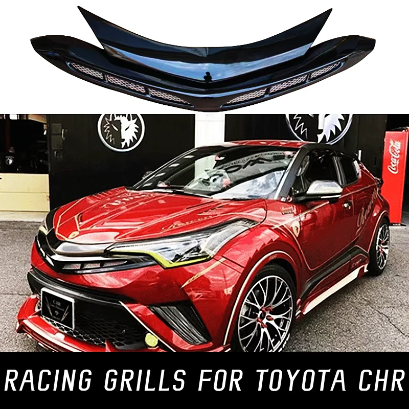 

For Toyota CHR 2016-2022 Car Front Bumper Lower Mesh Grill Grille Cover Trim ABS Black Carbon Racing Grille Exterior Accessories