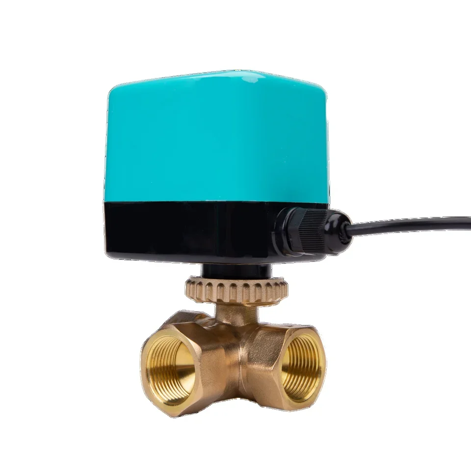 2-Inch DN50 3-Way Mini Motorized Brass Ball Valve 2 Wire Normally Closed Type IP65 DC12V/24V for Agricultural Irrigation