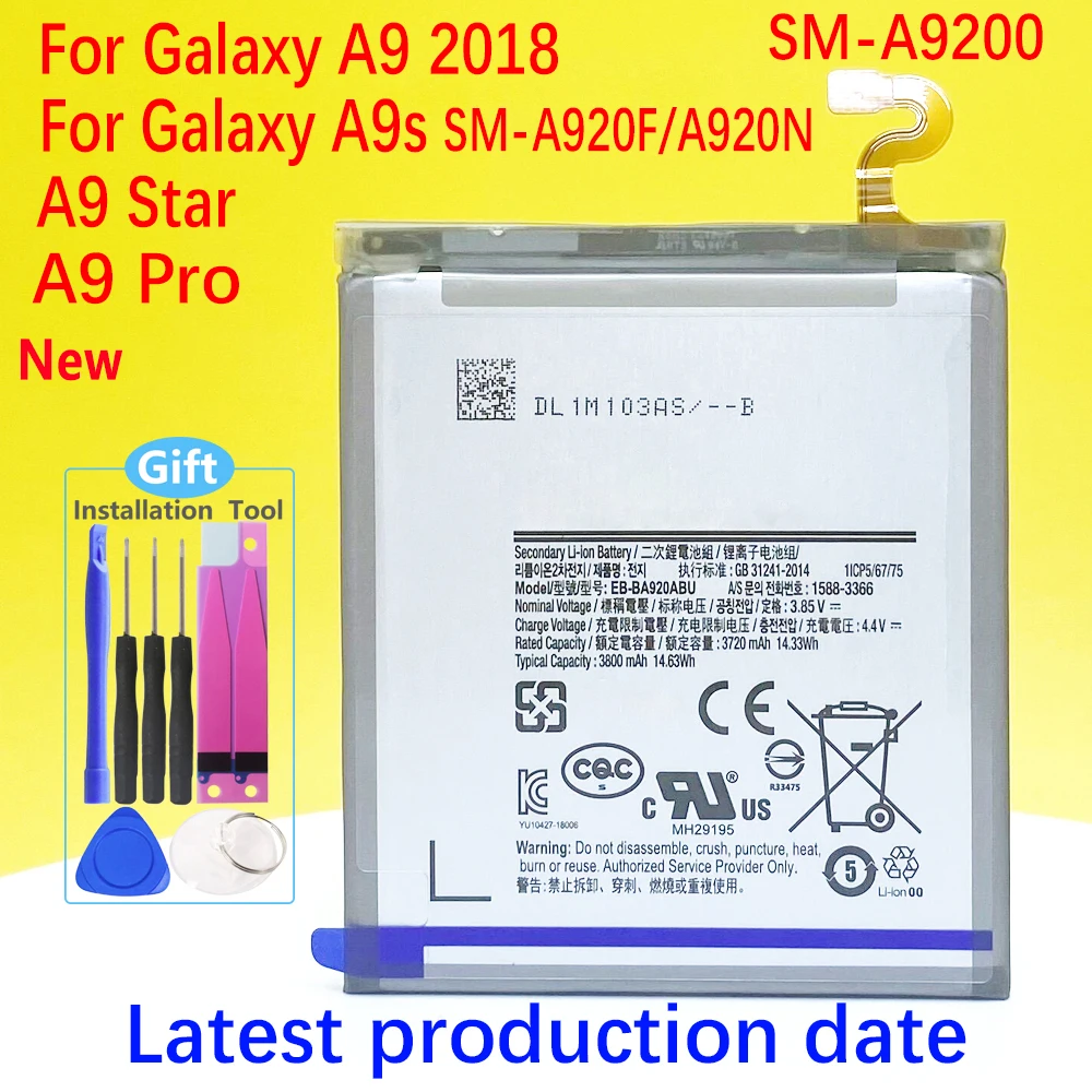 

Новый аккумулятор EB-BA920ABU 3800 мАч для мобильного телефона Samsung Galaxy A9 2018 A9s A9 Star Pro SM-A920F A9200