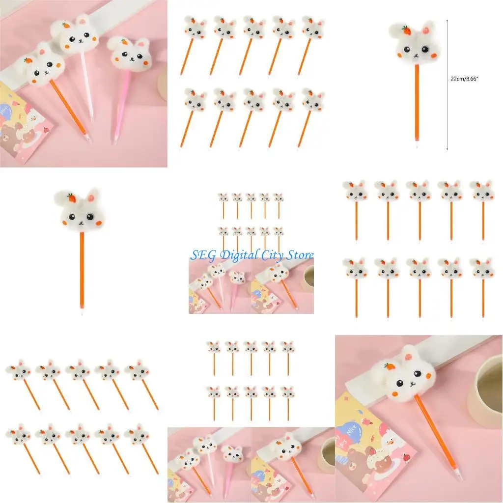 

U75B 10Pcs Novelty Ballpoint Pen Plush Rabbit Ballpoint Pen for Student Class Reward
