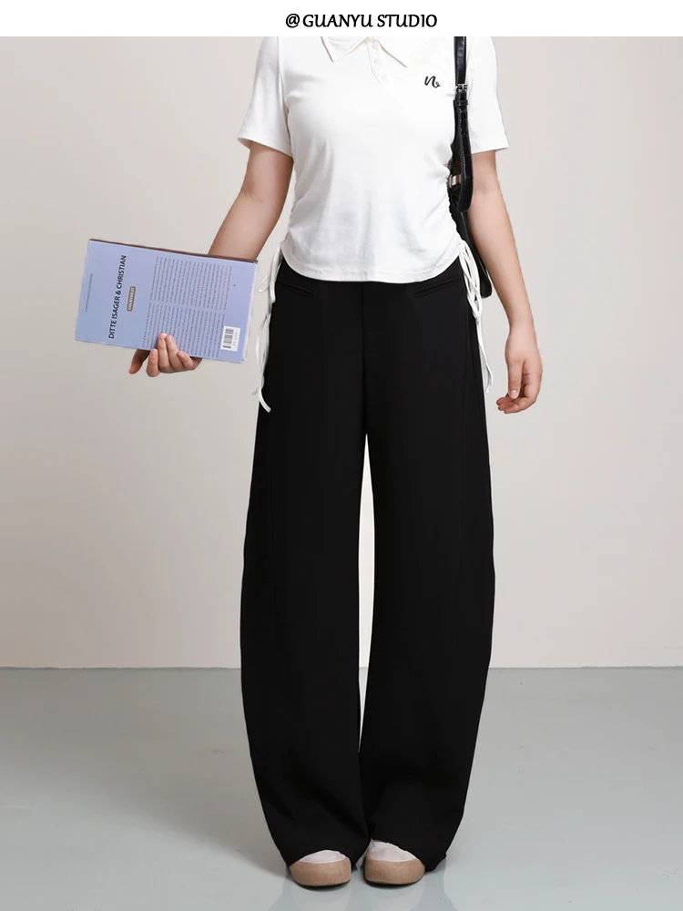 

Женские повседневные брюки Easter Sister с высокой талией, на молнии, из смесового полиэстера и спандекса, больших размеров, летние, широкие штанины