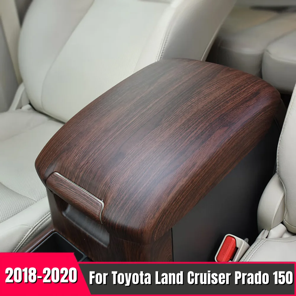 

For Toyota Land Cruiser Prado 150 2018+ interior decoration car armrest box cover accessories ABS Silver/Wood grain storage trim