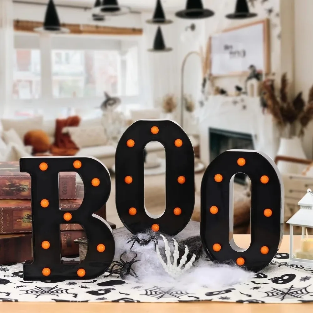 BOO LED Letter Lights Unique Creative Letters Sign Night Lights Funny Durable Halloween Atmosphere Lamp Haunted House