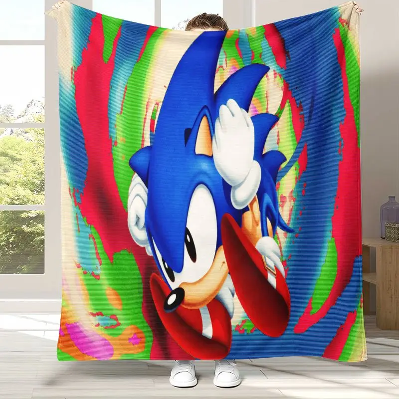 Vintage S-Sonic Rings K-Knuckles Game Flannel Throw Blanket,Cozy Warm Blanket for Bed,Sofa,Living Room,Picnic,Camping,Home Decor