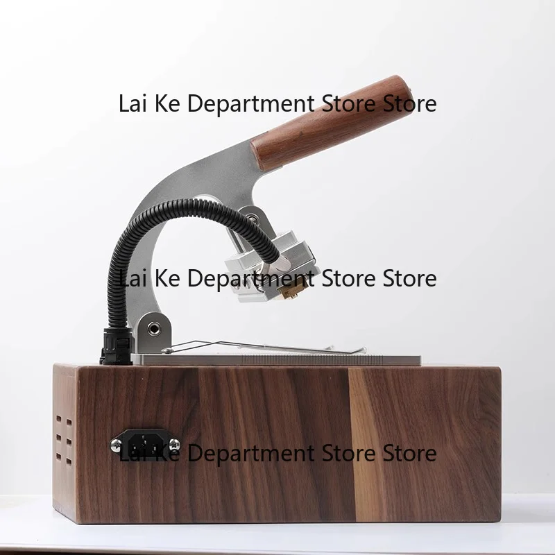 Handmade Walnut Leather Manual Hot Stamping Machine Leather Embossing Letter Press with Copper Mold for Paper Notebook