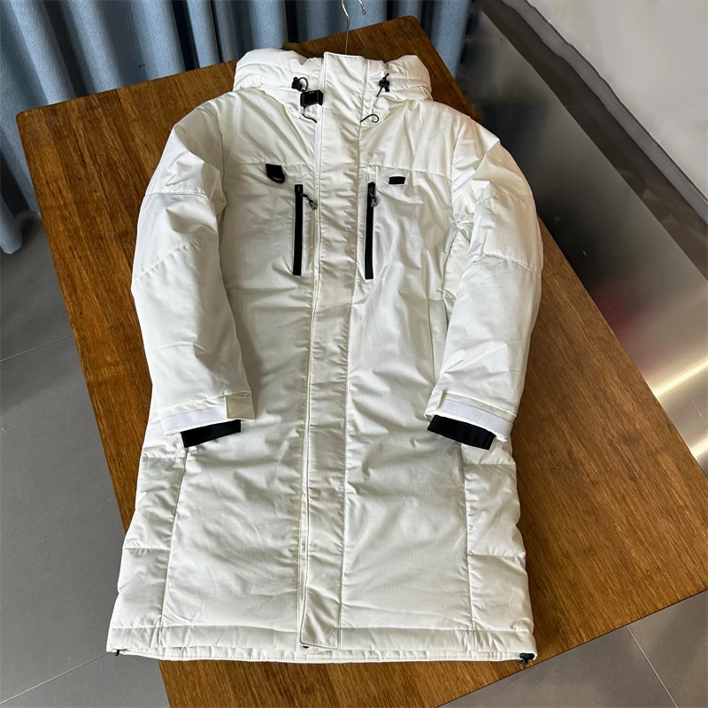 Defective Sle! Yellow! Winter Thick Men's and Women's Mid-Length White Duck Down Water Repellent Cargo Down jacket Outerwear