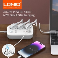 LDNIO 65W Fast Charger USB Power Strip 2M European Plug Electric Extension Cord Network Filter Multiple Plugs Socket Adapter