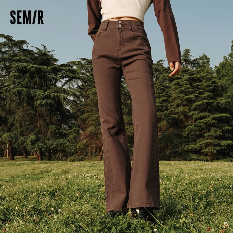 

Semir Jeans Women High-Waist Flared Pants Tall and Stylish Hong Kong Style Autumn Patchwork Slimming Trendy Long Pants