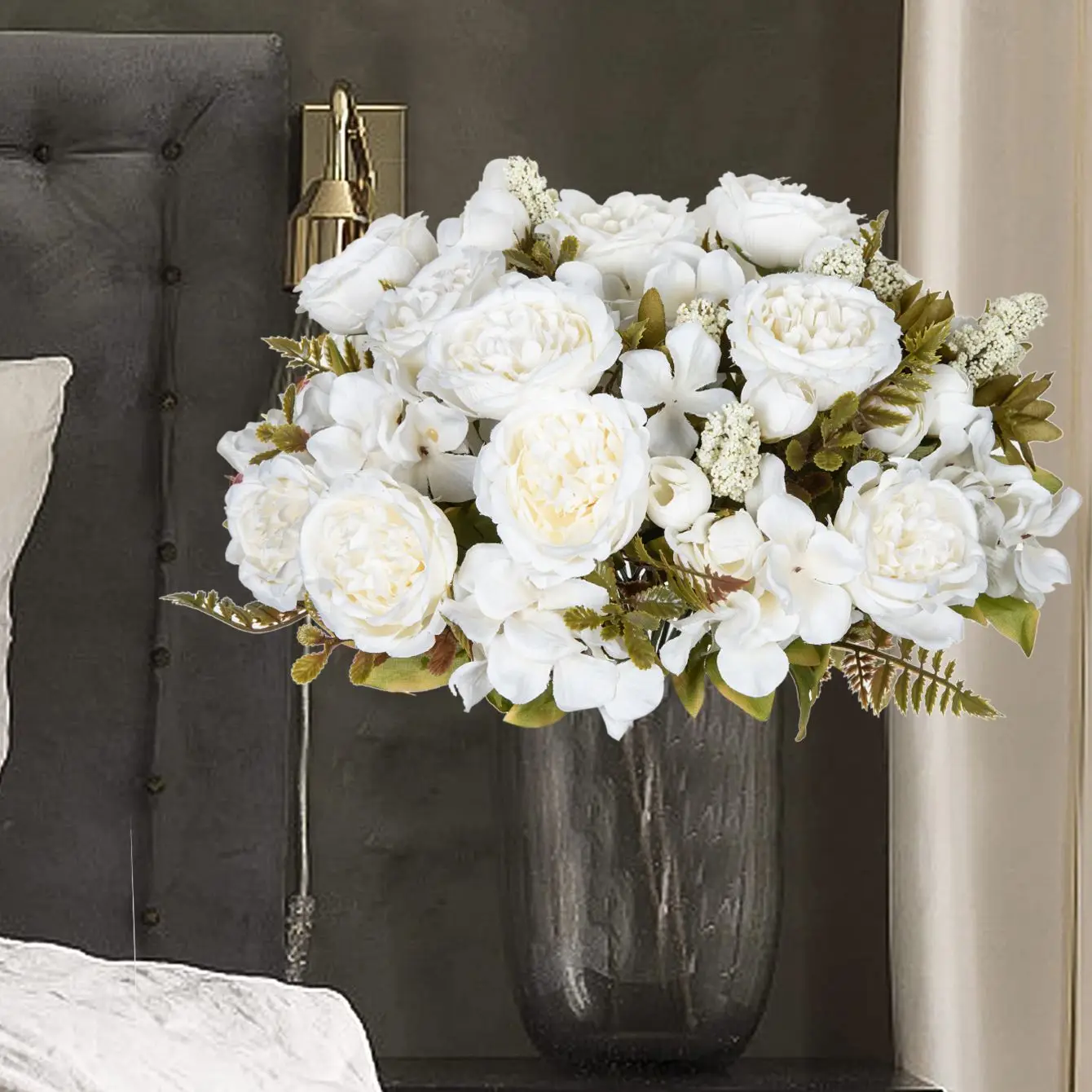 Künstliche Blumen Festliche Girlande Hochzeit Garten Rosenbogen Künstliche Pfingstrosen Brautstrauß Vase Raum Heim Tisch Dekoration Seiden-Hortensie