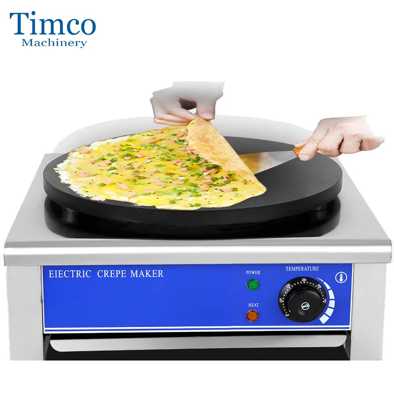TIMCO 40cm 직경 상업용 크레페 제조기 비 스틱 크레페 기계 220V 110V 전기 팬케이크 기계 프라이팬