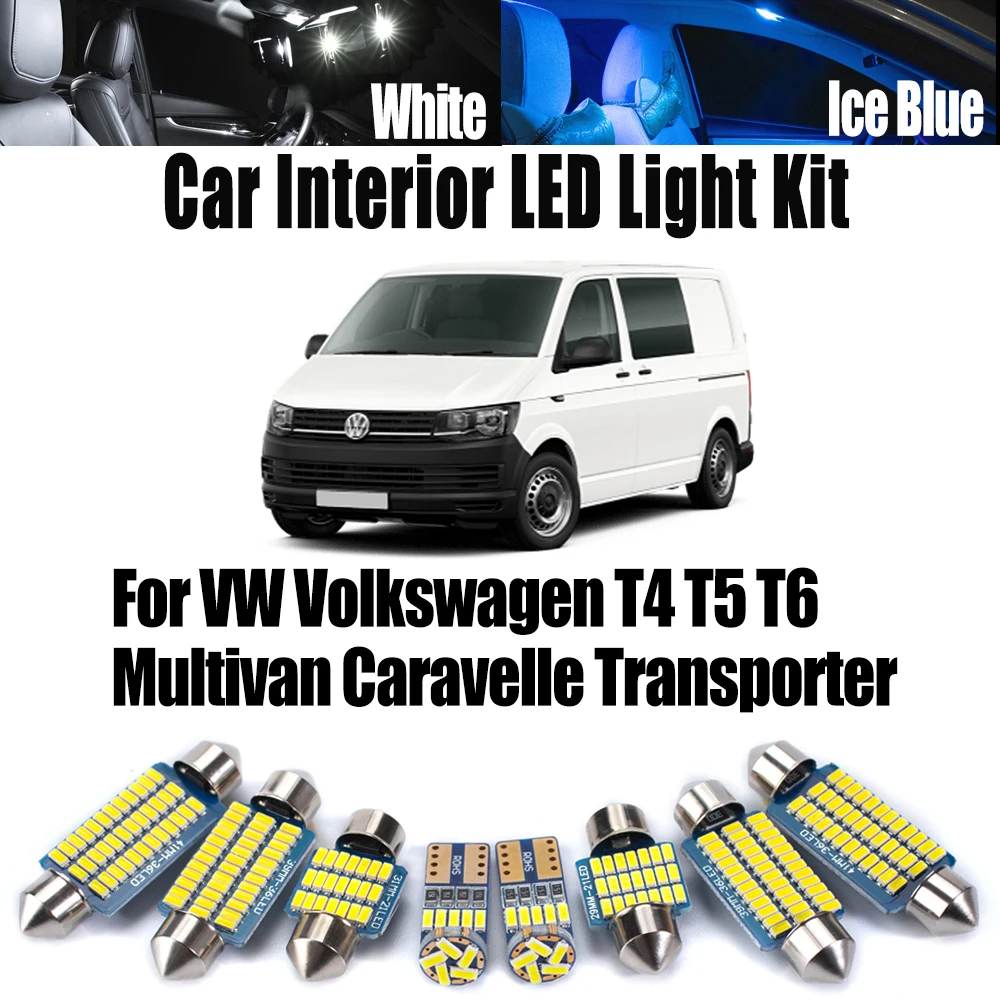 

Комплект светодиодного внутреннего освещения для VW Volkswagen T4 T5 T6 Multivan Caravelle Transporter Canbus, автомобильные купольные лампы для чтения карт, аксессуары