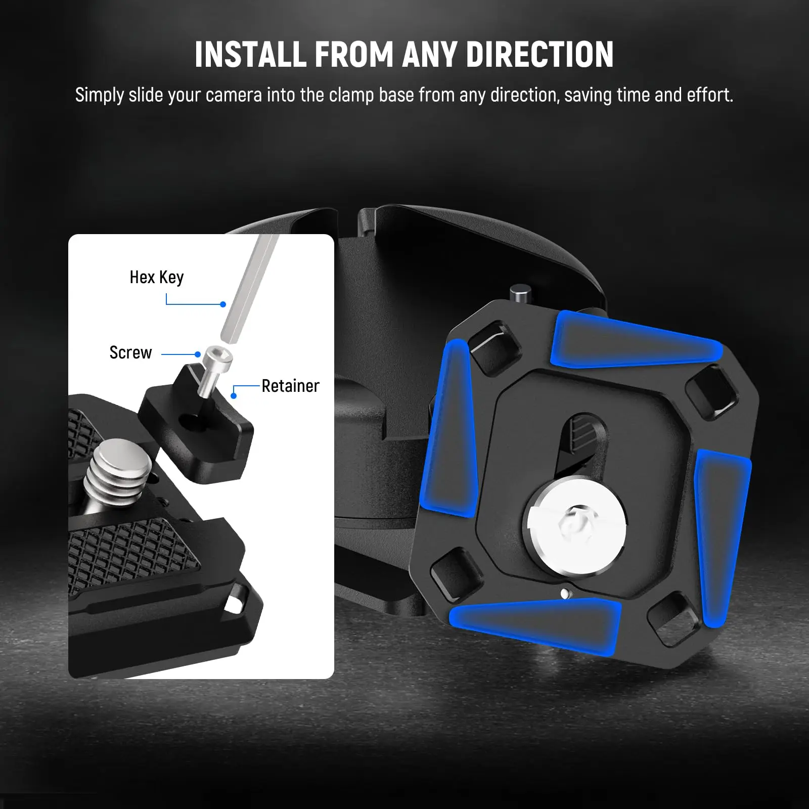 Neewer GM47 Zestaw płyt szybkiego uwalniania kompatybilny z Arca Swiss DJI Ronin RS 4 Pro RS 3 RS 2 Peak Design Capture V3 Camera Clip — zdjęcie produktu 3