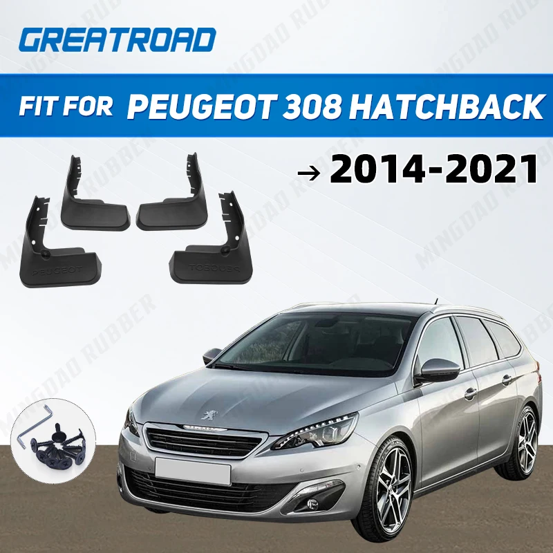 

For Peugeot 308 Hatchback 2014 - 2021 2015 2016 2017 2018 Car Mudflaps Mud Flaps Splash Guards Mudguards Flap Fender Accessories
