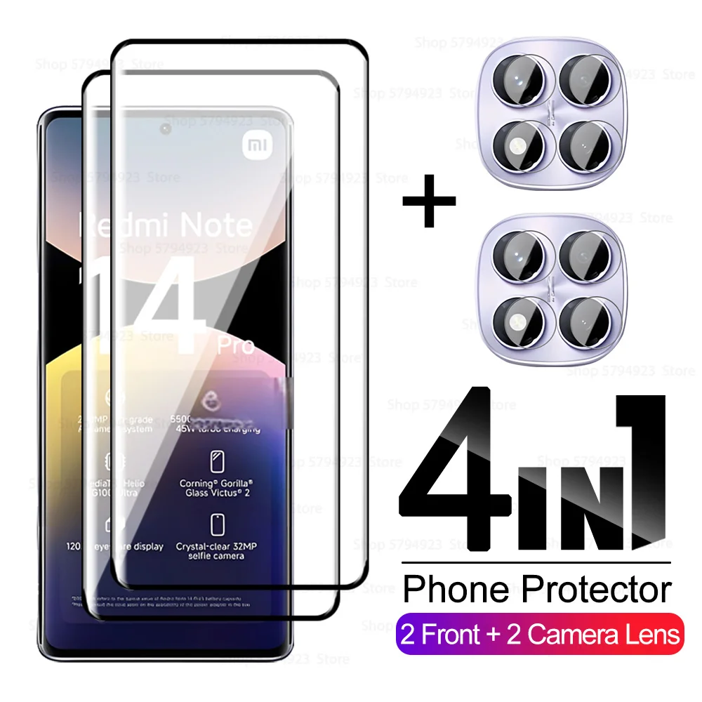 4in1 Screen Protector For Xiaomi Redmi Note 14 Pro+ ProPlus 5G Camera Lens Glass Phone Film Redme Note 14 Pro Plus Note14ProPlus