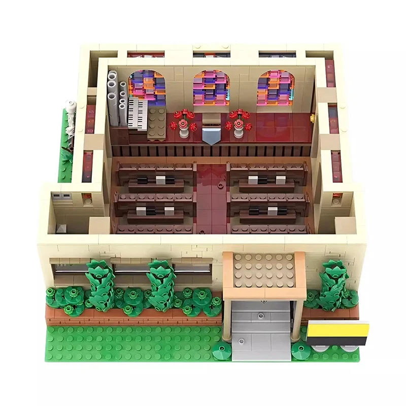 Bricklink Ideas MOC City House أنيمي سيمبسون وحدات سبرينغفيلد الكنيسة العمارة مجموعات ألعاب مكعبات البناء الكبار هدية