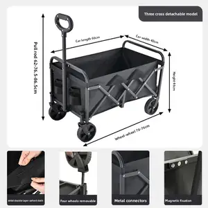 Collapsible Folding Utility Beach Cart Wagon Heavy Duty Large Capacity Fold Wagon Ourdoor Trolley Portable Garden Camping Cart