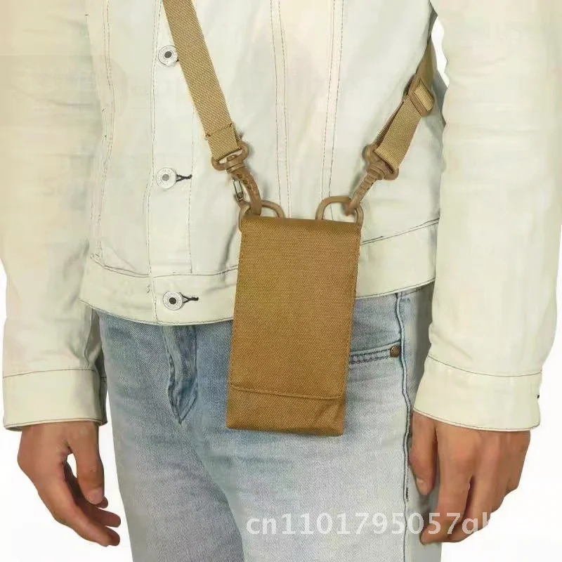 Tactical Military Fan Outdoor Running Bag Double Layer Nylon Crossbody Waist Bag with Phone Case Storage for Sports