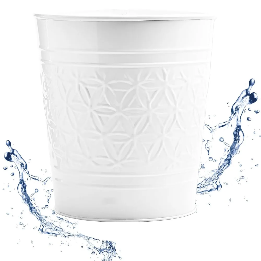 

Белый мусорный бак ручной работы для ванной комнаты, круглая открытая корзина для мусора для ванной комнаты, стильная металлическая мусорная корзина для дома, офиса, спальни, дек