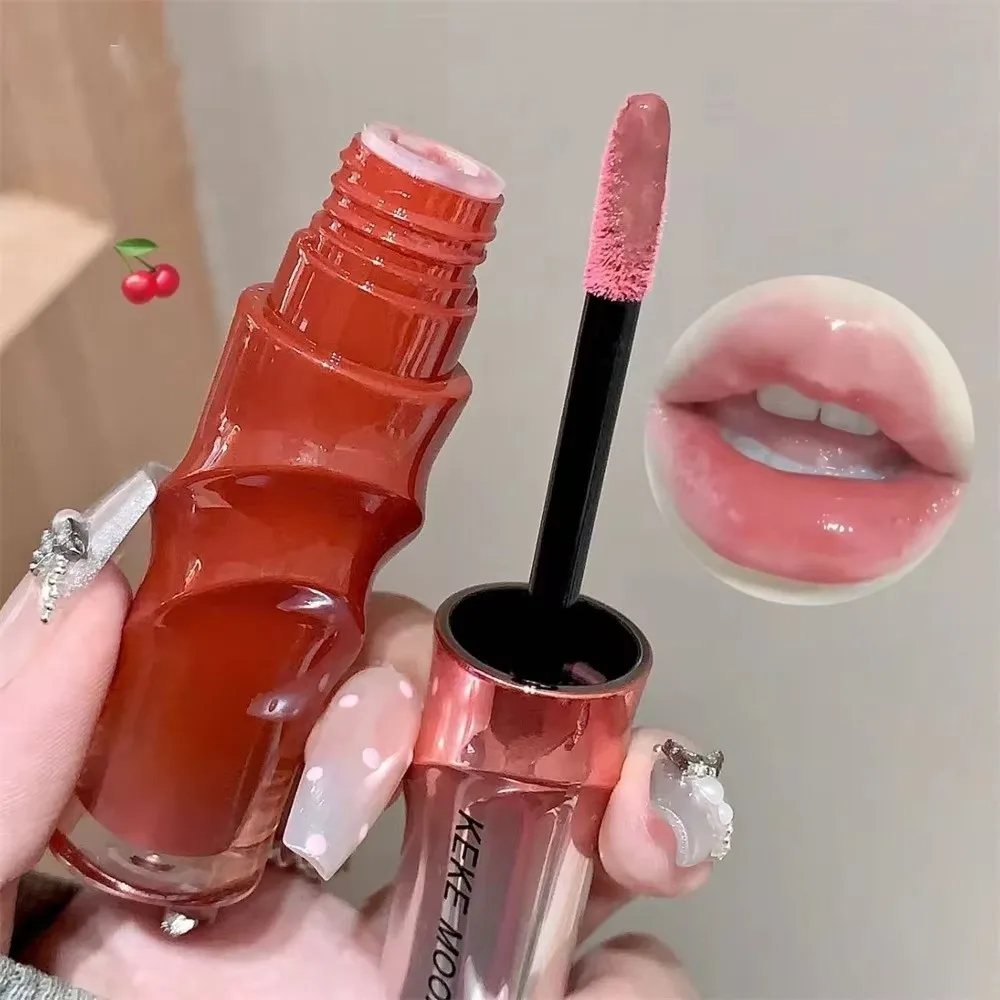 Koreaanse stijl Crystal Nude Lip Stain Sheer Nude Grey Glossy Lip Tint Glitter Mirror Finish Lipgloss