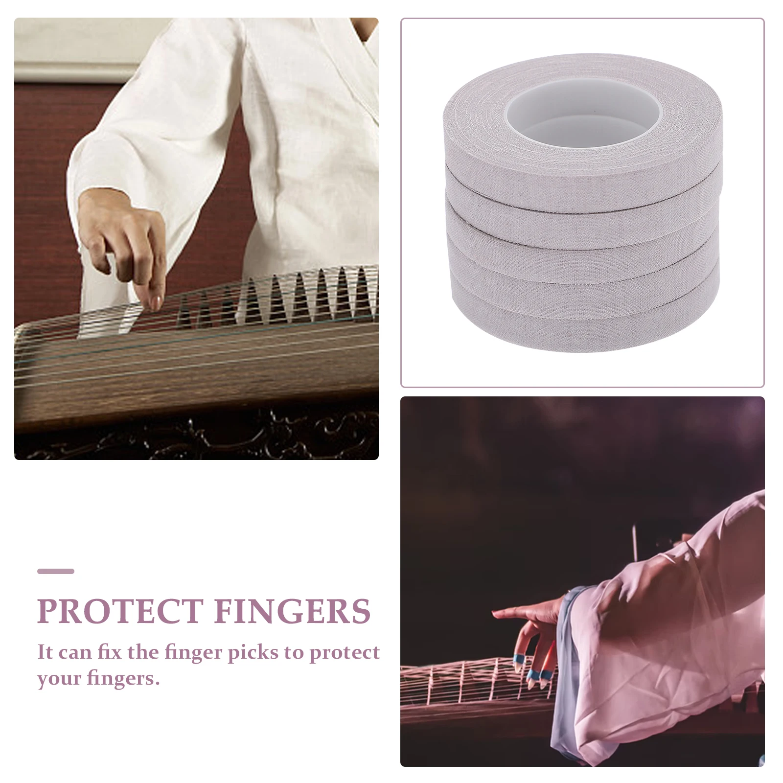 

5 Rolls Portable Finger Tape For Guzheng Pipa Guitar Wear-Resistant Fingernail Protection Easy Cut To Size Instrument Accessory