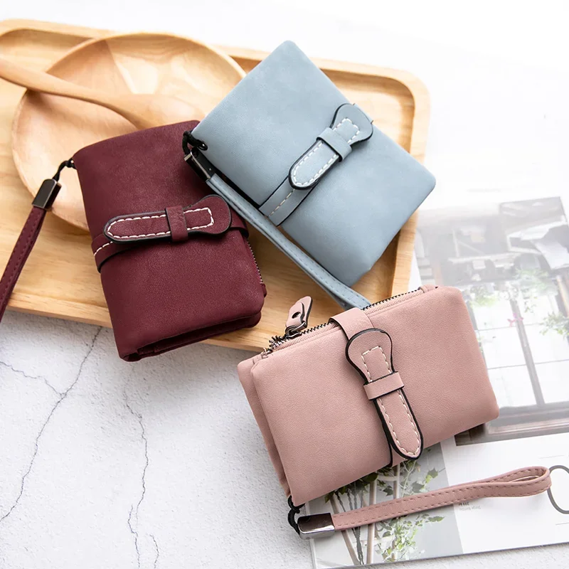 Women's Small Bifold Leather Wallet Rfid Blocking Ladies Wristlet with Card Holder Id Window Coin Purse Cute Coin Purse