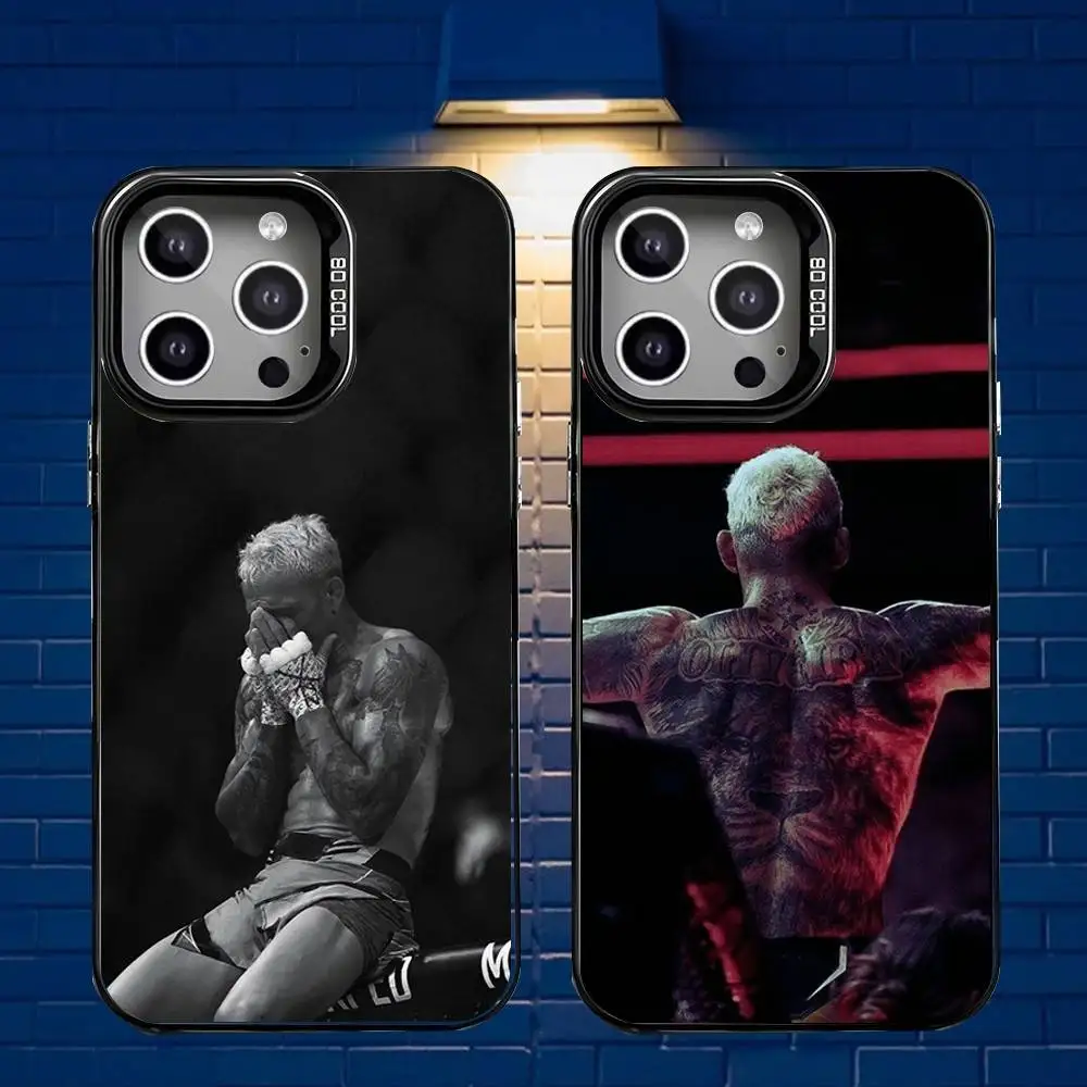 

C-Charles O-Oliveira boxer Phone Case For iPhone 16,15,14,13,12,11,Mini,Pro,E,MAX Gray Matte Silicone Black Cover