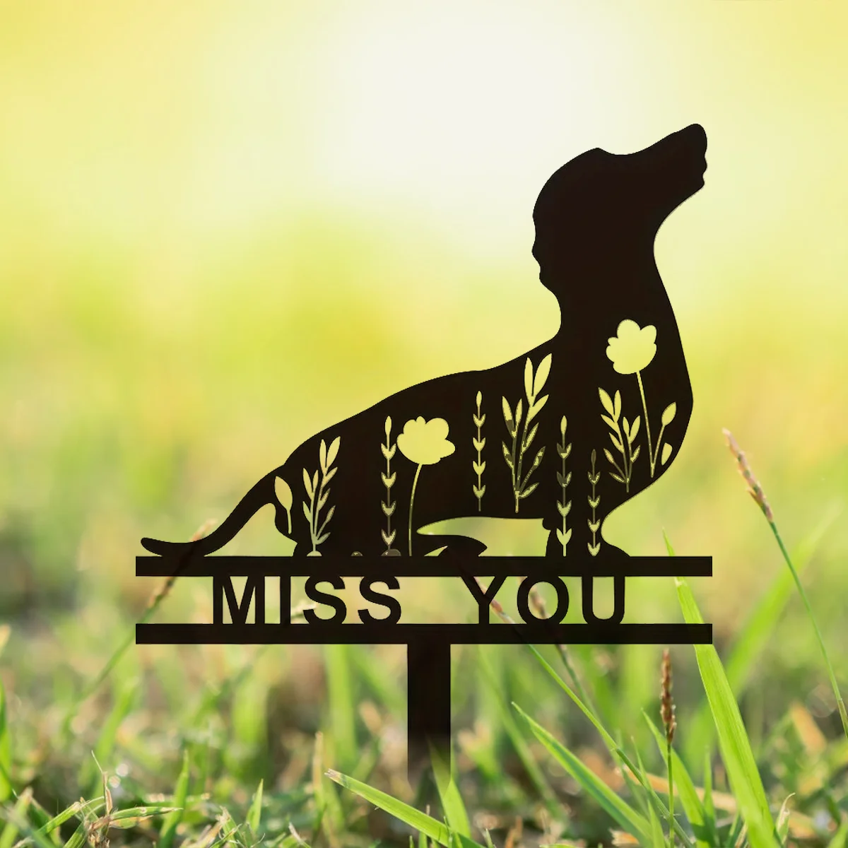 

CIFBUY Decoration 1pc Dachshund Memorial Stake Sign, Pet Grave Markers Metal Decoration Sign, Metal Sign with Stake, Pet Loss Gi