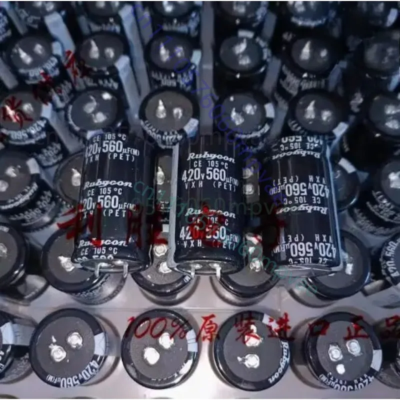 

4pcs Japanese Rubycon Aluminum Electrolytic Capacitor 420V 560UF 30*50mm VXH Long Life 105C
