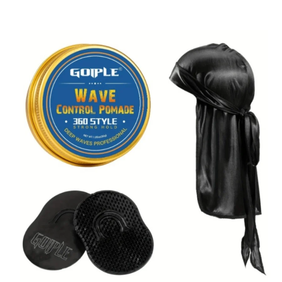 GOIPLE 30g Wave Control Pomade Long-lasting Hair Clay and Cap for Waves Layered Men 360 Style Non-Greasy Curl Styling Cream 4pcs