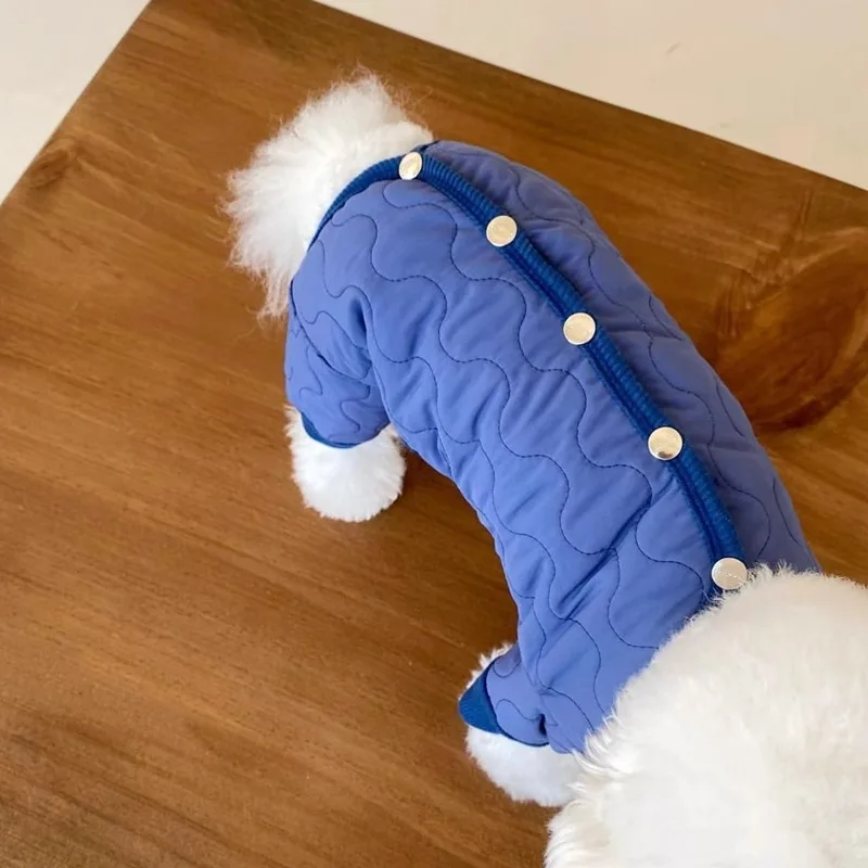 INS Simple Autumn and Winter Jumpsuit Dog Thick Cardigan Four Legged Pants Cat Warm Teddy Pet Clothes Dog Pajamas Puppy Clothes