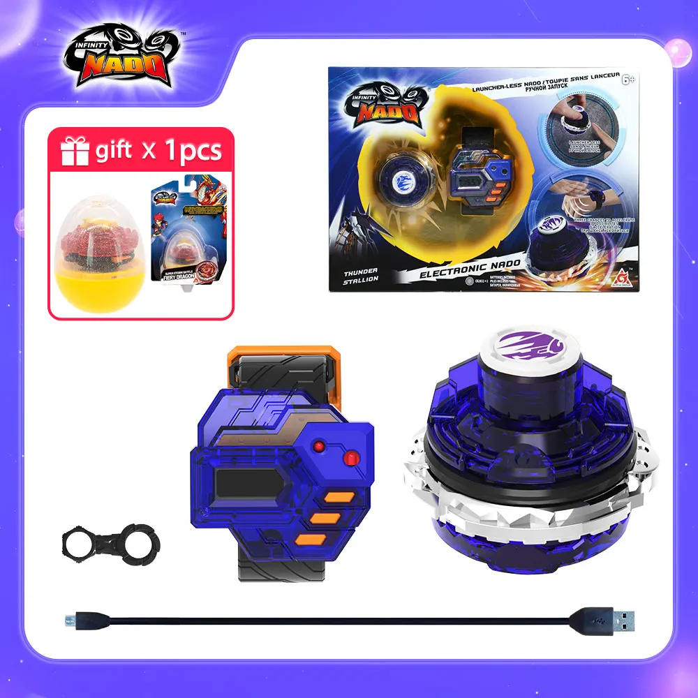 

Infinity Nado 3 Original Electronic Thunder Stallion & Controller Set Metal Ring Battle Gyro Auto-Spin Spinning Tops Kids Toys