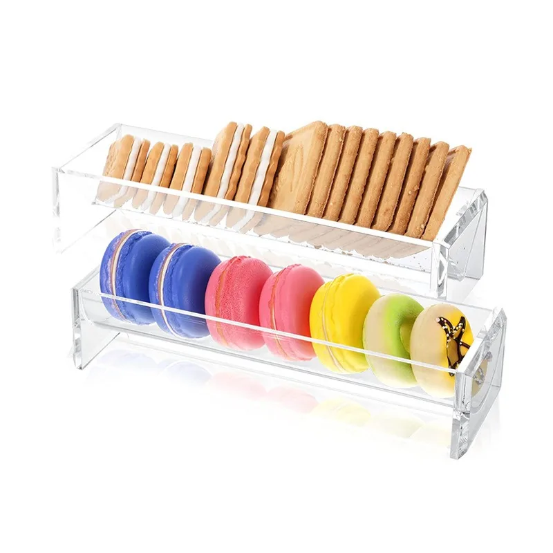 

2PCS Acrylic Snacks Tray For Restaurant Dessert U/V Shape Wedding Biscuit Storage Display Stand Tray Fruit Food Display Rack